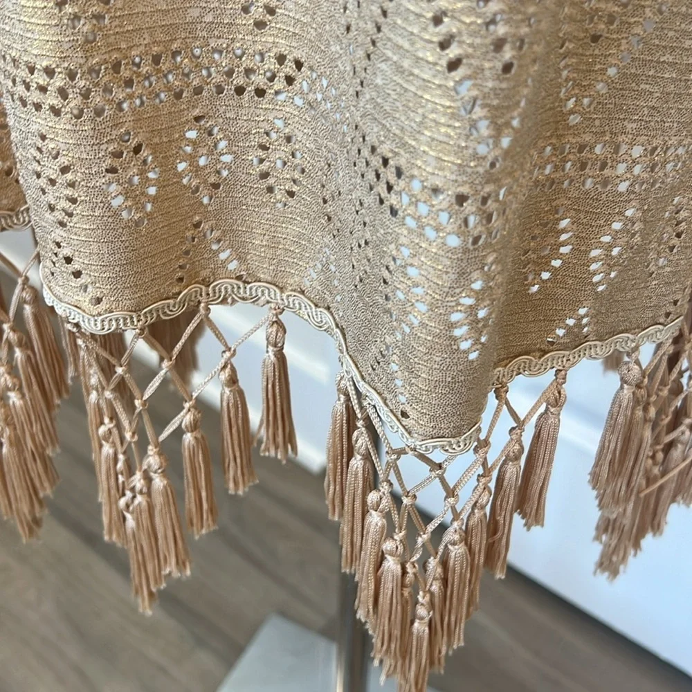 LILLY PULITZER Jerrica Mini Caftan Coverup S/M Gold Foiled Lace Tassels - Picture 4 of 7